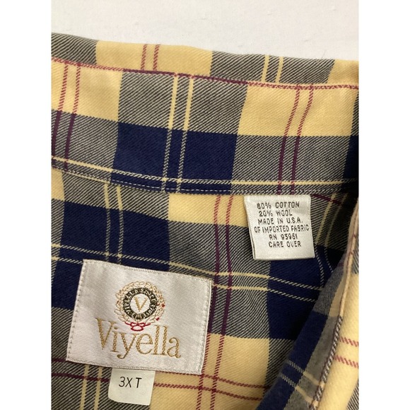 Viyella 3XT Mens Plaid Long Sleeve Button Up Casual Shirt Cotton Blend - Picture 3 of 6